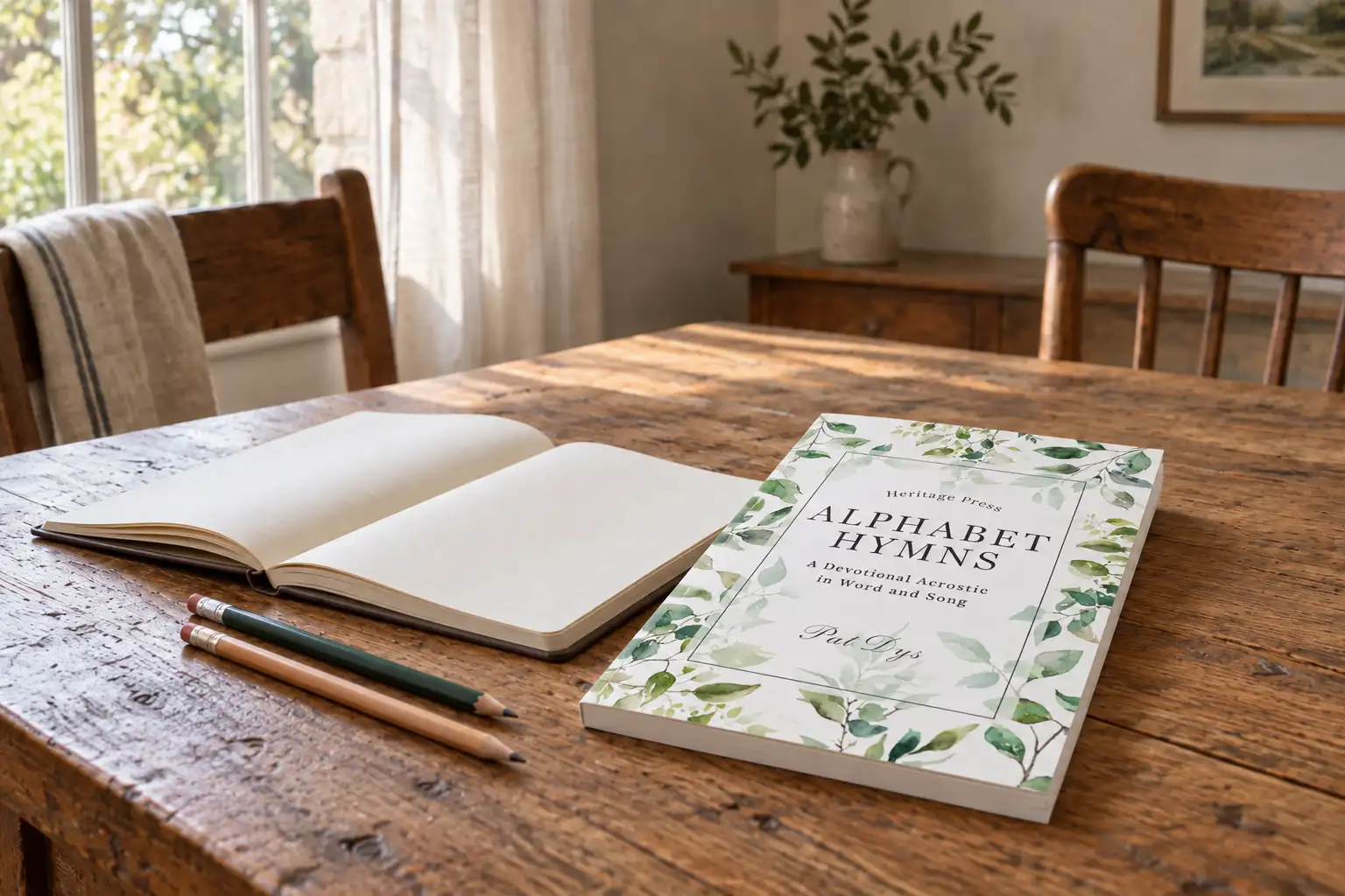 Alphabet Hymns at a table prepared for shared reading